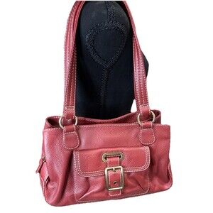 VINTAGE ST JOHNS BAY LEATHER Red PURSE HANDBAG SHOULDER TOP HANDLE SATCHEL BAG